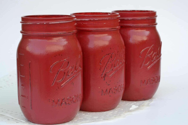 Glossy Mason Jars Red Decor Burgundy Decor Mason Jars Bulk Etsy