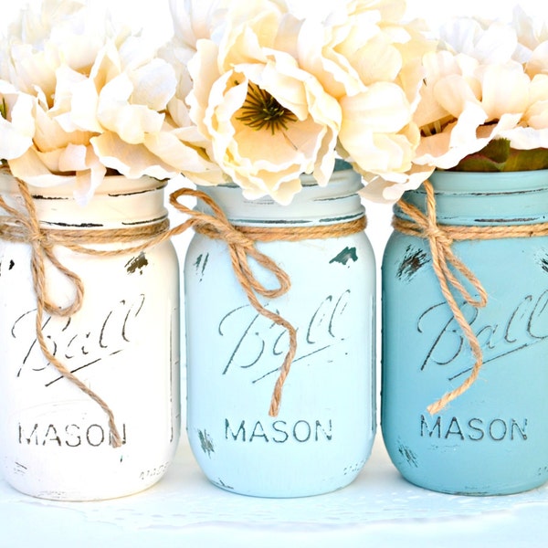 Mason Jar Decor, Mason Jars Bulk, Painted Mason Jars, Painted Jars, Spring Centerpiece, Baby Shower Decor, Wedding Centerpiece, Wedding Deco