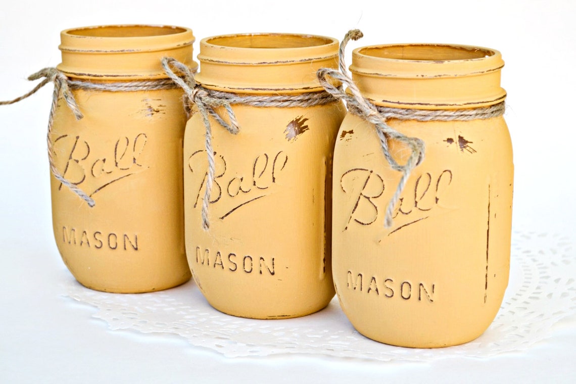 Gold Jars Yellow Jars Mason Jars Decor Mason Jar Bulk Jar Etsy