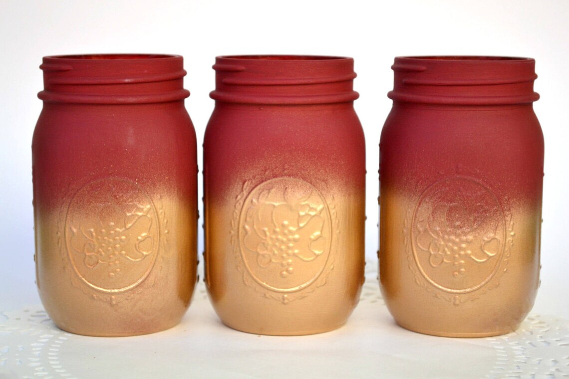 Painted Mason Jars Mason Jars Bulk Gold Jars Metallic Jars Etsy