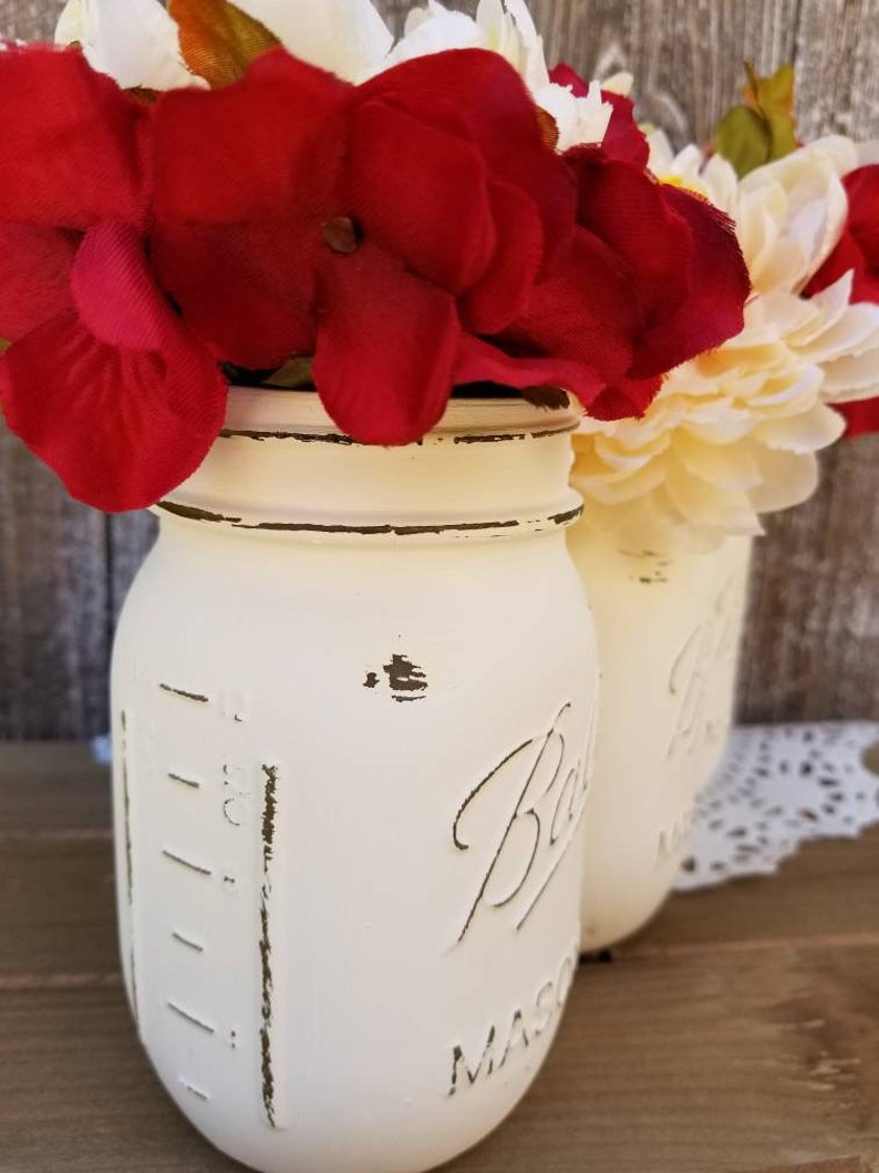 Mason Jar Centerpieces, Mason Jars with Flowers, Floral Decor, Spring Decor, Cottage Chic Decor, Floral Centerpiece, Ball Jar Centerpiece image 2