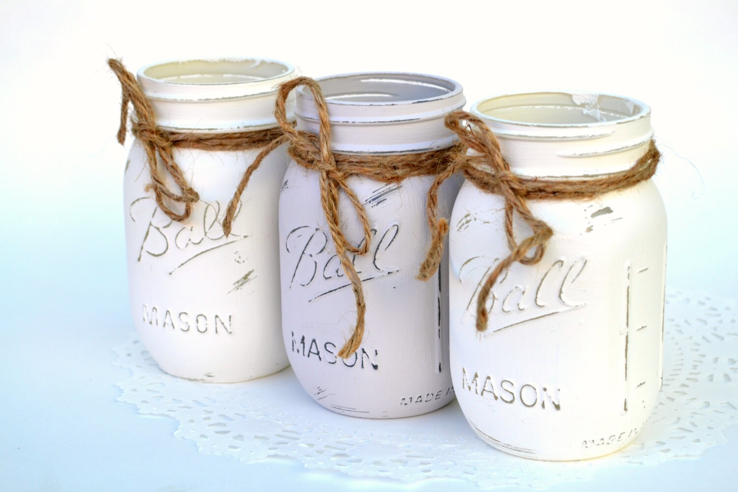 White Gray Jars Painted Mason Jars Mason Jar Decor Mason Etsy Canada