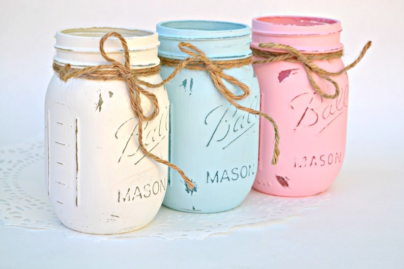 Painted Mason Jars Mason Jar Decor Nursery Decor Baby Etsy
