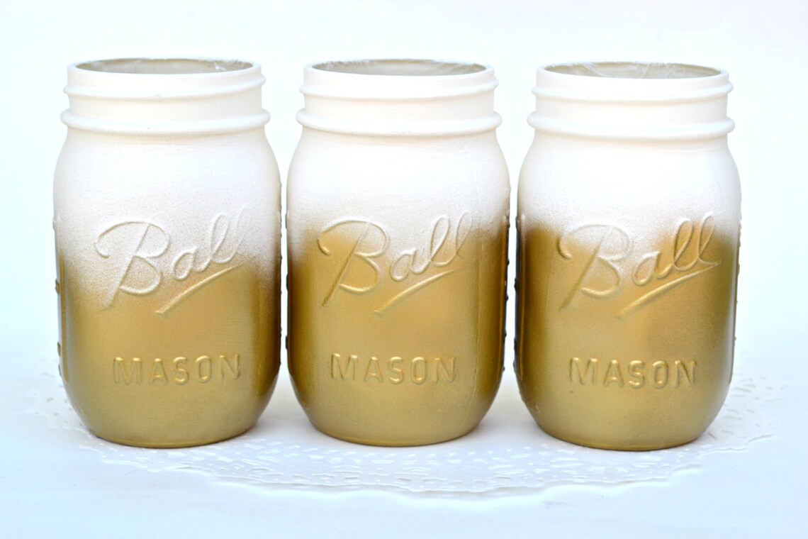 Masons Jars Metallic Mason Jars Mason Jar Bulk Painted Etsy