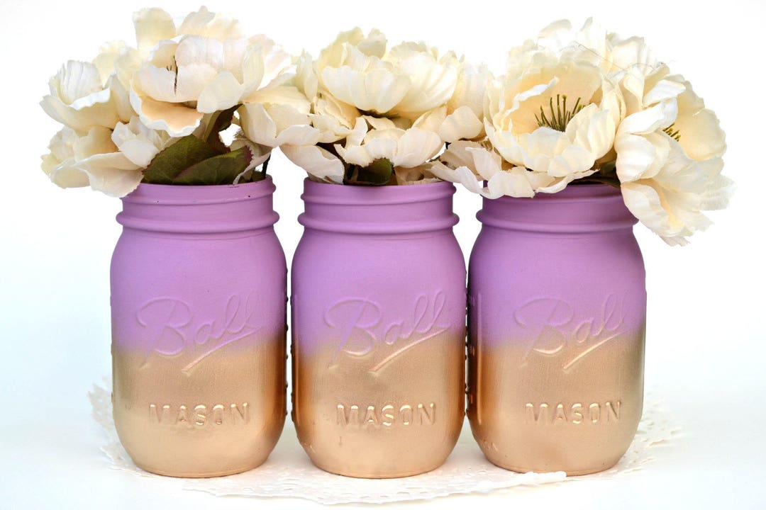 Mason Jars Bulk, Painted Jars, Mason Jars, Purple Jars, Gold Jars