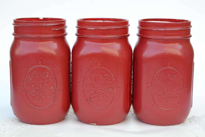 Glossy Mason Jars Red Decor Burgundy Decor Mason Jars Bulk Etsy