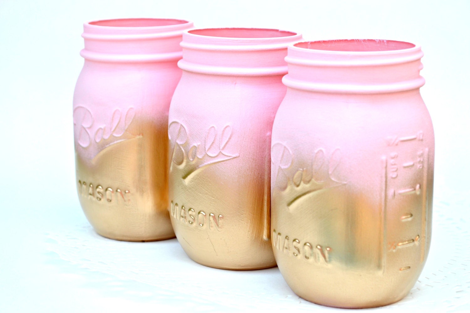 Mason Jars Bulk Painted Jars Mason Jars Pink Jars Gold Etsy