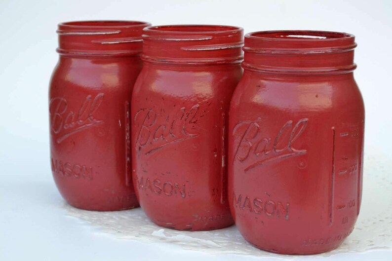 Glossy Mason Jars Red Decor Burgundy Decor Mason Jars Bulk Etsy