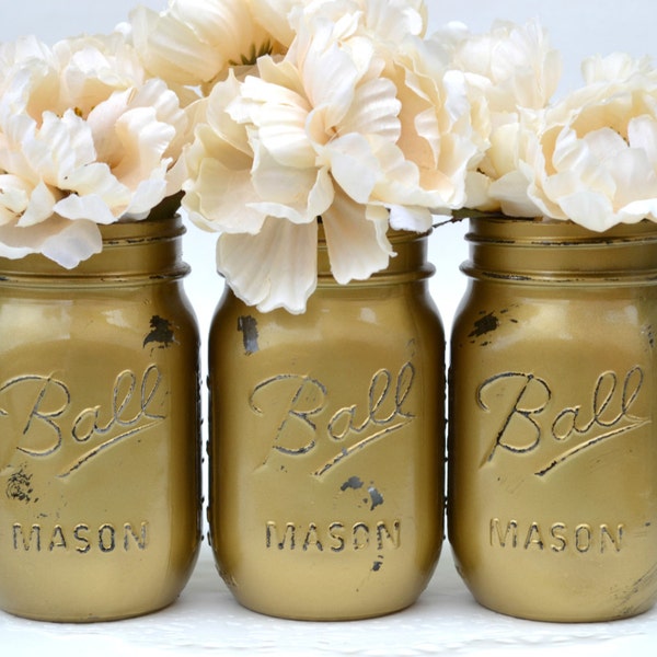 Mason Jar Gold Etsy