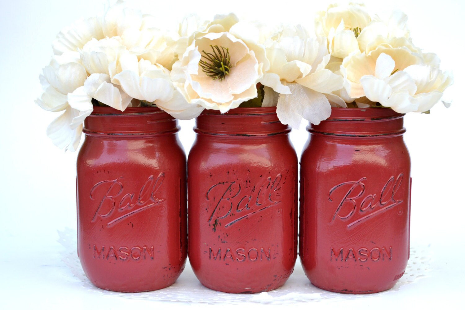 Glossy Mason Jars Red Decor Burgundy Decor Mason Jars Bulk Etsy