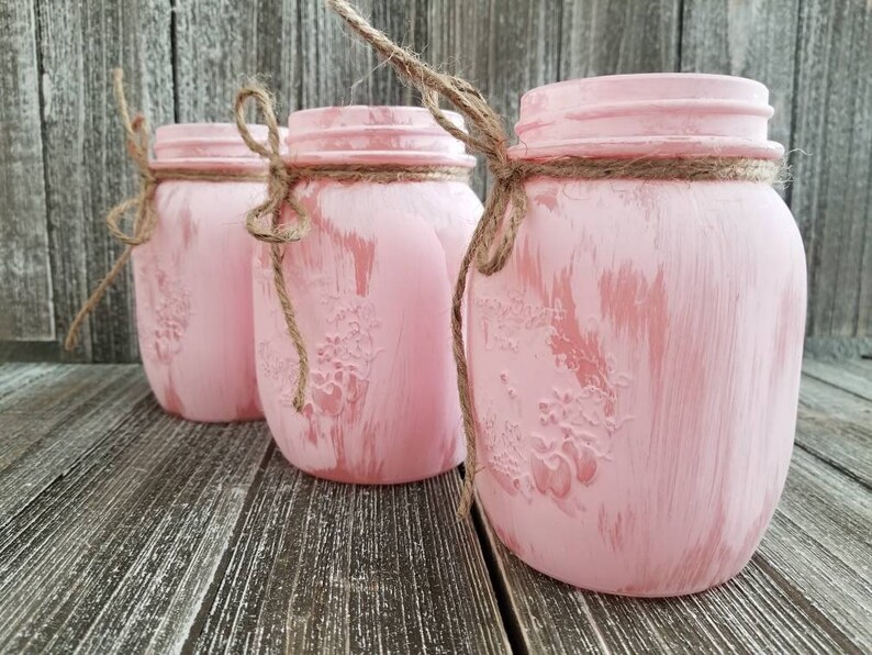 Painted Mason Jars Mason Jars Bulk Pink Mason Jars Pink Etsy