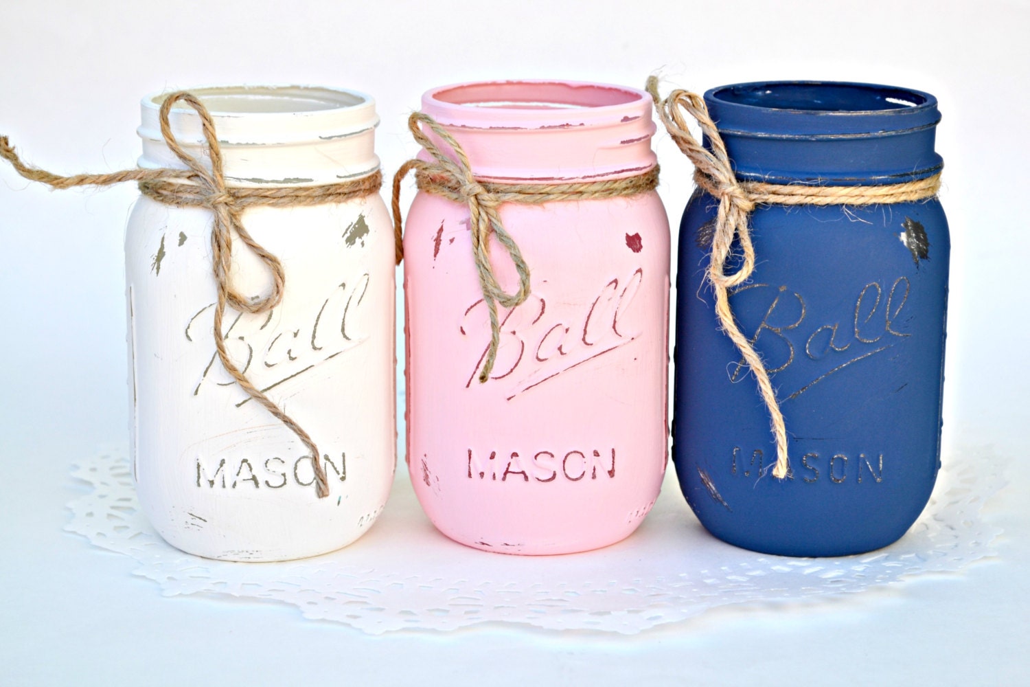 Painted Mason Jars Mason Jar Decor Wedding Centerpiece Etsy