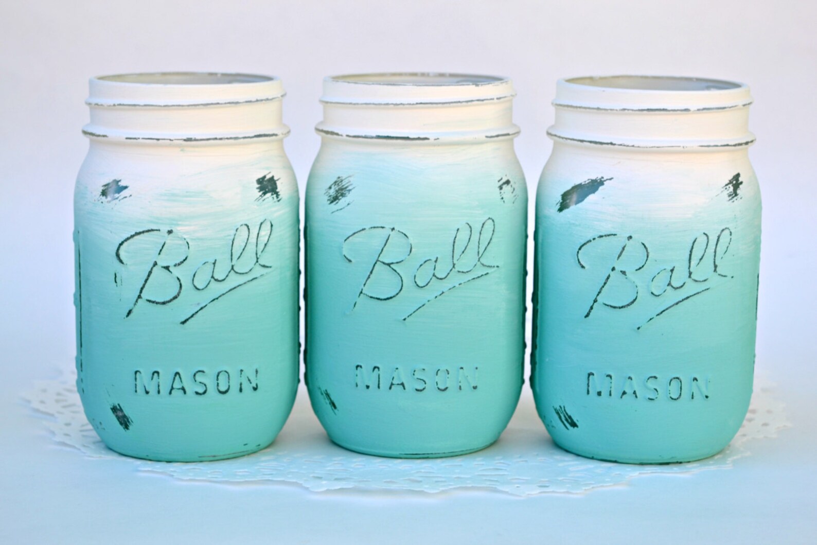 Mason Jar Decor Painted Mason Jars Ombre Mason Jars Beach Etsy