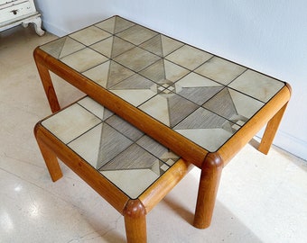 MCM Danish Teak & Tile Coffee Table Set