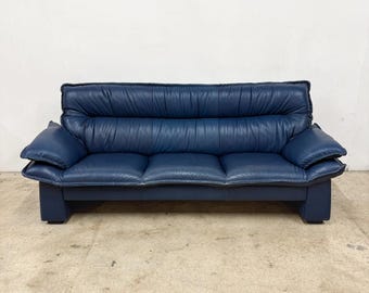Navy Blue Leather Sofa, Nicoletti Salotti *MESSAGE US for shipping quote*