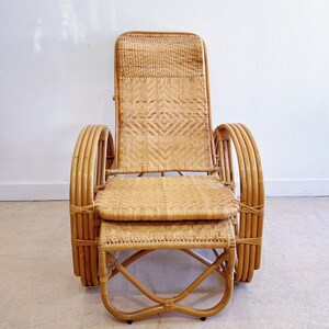 Vintage Bamboo Extendable Lounge Chair