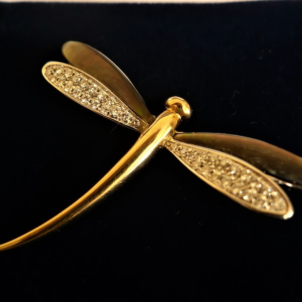 18k Dragonfly brooch pave diamonds