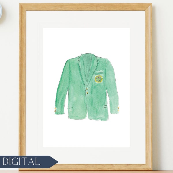 Golf Watercolor Masters Green Jacket Print | Golf Nursery Decor | Boy Nursery Wall Art | Masters Golf Birthday Party | DIGITAL