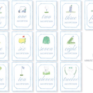 Golf Baby Boy Monthly Milestone Cards Watercolor | Golf Gift Baby Boy | Golf Nursery Decor | Baby Shower Gift | First Birthday Photo Banner