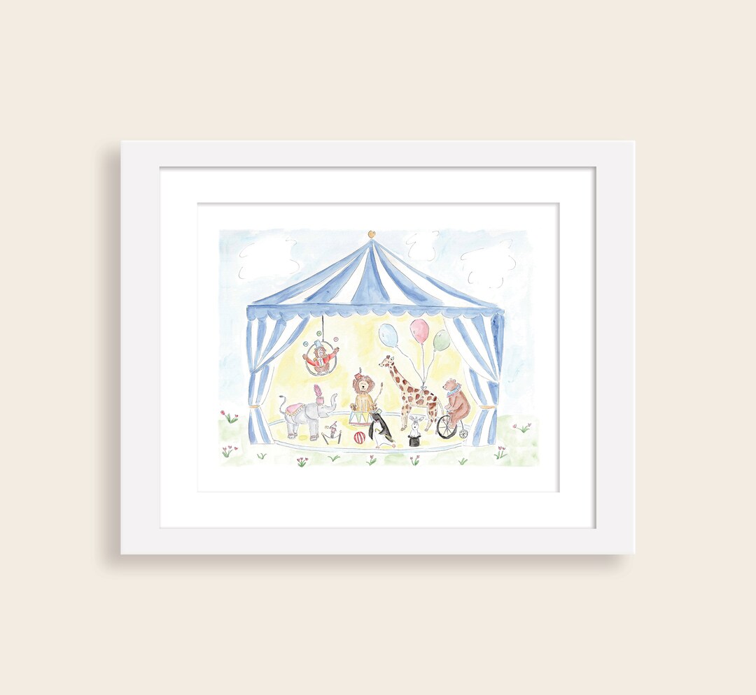 Watercolor Circus Animals Nursery Art Print: Playful Kids Room Decor - Etsy