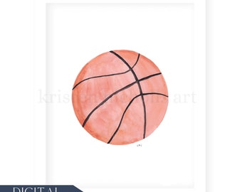 Watercolor Basketball Nursery Decor | Basketball Wall Art Print | Sports Nursery Decor | Baby Boy Wall Art | Sports Nursery Art | DIGITAL
