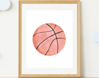 Baby Boy Nursery Decor | Watercolor Basketball Nursery Art | Nursery Wall Art Boy | Sports Nursery Decor | Boy Nursery Wall Art Prints