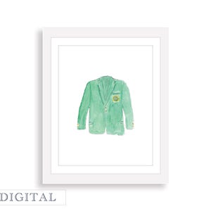 Golf Akwarela Masters Green Jacket Print | Golf Nursery Decor | Chłopięca sztuka ścienna do pokoju dziecięcego | Masters Golf Birthday Party | CYFROWE