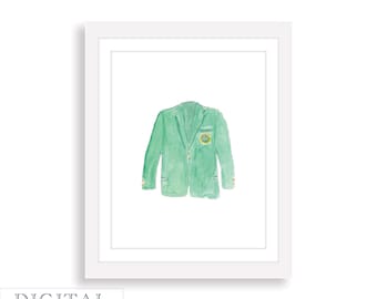 Golf Watercolor Masters Green Jacket Print | Golf Nursery Decor | Boy Nursery Wall Art | Masters Golf Birthday Party | DIGITAL