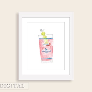Watercolor Tennis US Open Honey Deuce Drink Art Print | Girl Sports Wall Art | Tennis Nursery Decor | Home Bar Art | Tennis Party | DIGITAL