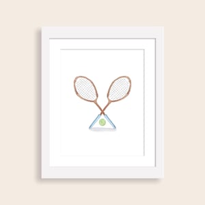 Watercolor Tennis Racket and Ball Wall Art Print | Tennis Nursery Decor | Nursery Wall Art | Kids Room Art | Dorm Room Art | Tennis Decor
