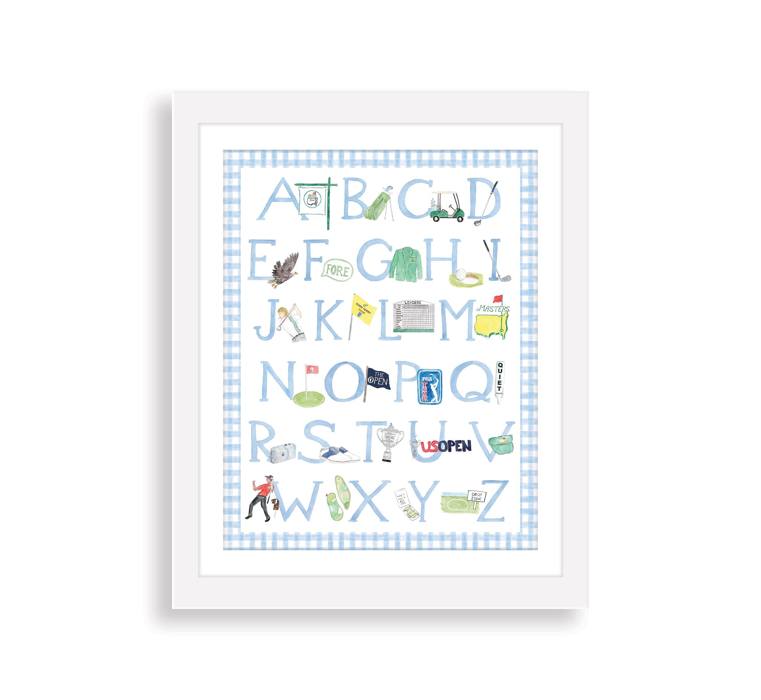 Golf Alphabet Watercolor Nursery Wall Art Print | Golf Nursery Decor | Boy Golf Wall Art | Nursery Alphabet Art Print | Golf Gift Baby Boy