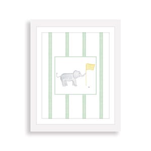 Golfing Elephant Watercolor Art Print | Masters Golf Nursery Wall Art | Play Room Wall Art | Preppy Grandmillennial Nursery Art