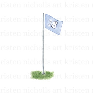 Navy Blue Golf Watercolor Nursery Wall Art Print Watercolor Golf Ball, Golf Flag, Golf Cart, Golf Bag Blue Baby Boy Nursery Art image 6