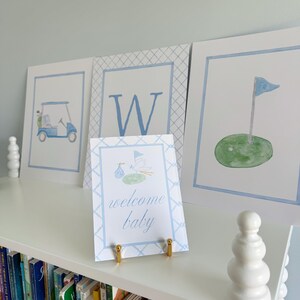 Golf Baby Boy Monthly Milestone Cards Watercolor | Blue Golf Baby Gift ...