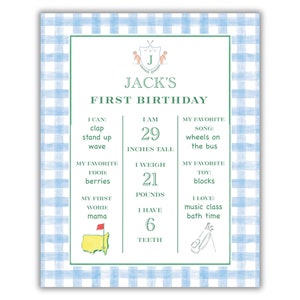 Golf First Birthday Party Milestones Sign | Golf 1st Birthday Party Signage | Printable Golf Birthday Sign | Birthday Poster | DIGITAL