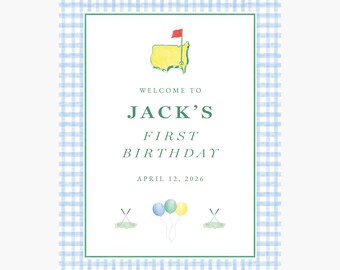 Masters Golf Birthday Welcome Sign | First Birthday Boy Welcome Sign | Golf Masters Party Welcome Sign | DIGITAL