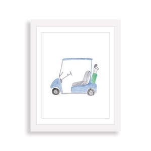 Navy Golf Cart Watercolor Art Print | Golf Nursery Art | Boy Nursery Room Wall Art | Blue Boy Nursery Art | Sports Themed Nursery Decor