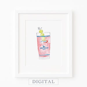 Watercolor Tennis US Open Honey Deuce Drink Art Print | Girl Sports Wall Art | Tennis Nursery Decor | Home Bar Art | Tennis Party | DIGITAL