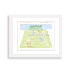 Tennis Animals Watercolor Art Print  | Wimbledon Tennis Art | Tennis Art for Nursery, Girl&#39;s Room | Country Club Tennis Art | Colorful Art