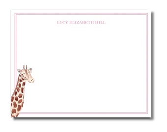 Personalized Giraffe Baby and Kids Stationery Cards | Baby Shower Thank You Cards | Kids Personalized Notecards | Custom Baby Girl Gift