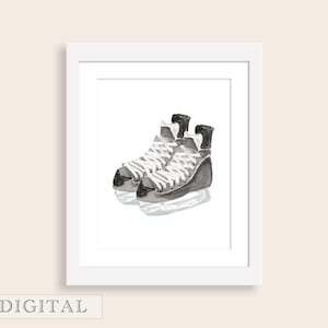 Hockey Skates Watercolor Nursery Wall Art | Boy Hockey Nursery Decor | Boy Sports Nursery | Hockey Art Print | Playroom Hockey Art | DIGITAL