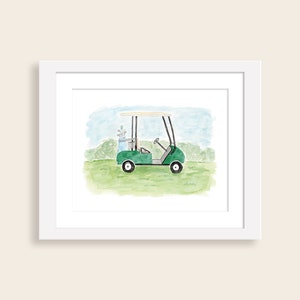 Golf Cart Watercolor Nursery Art Print | Boy Golf Nursery Wall Art | Golf Nursery Decor | Golf Themed Nursery | Boy Nursery Art | Boy Decor