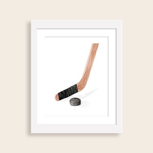 Hockey Watercolor Nursery Wall Art | Hockey Stick and Puck Nursery Decor | Hockey Nursery Art | Boy Nursery Hockey | Boy Hockey Nursery