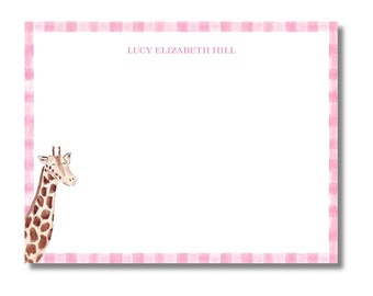 Personalized Giraffe Baby and Kids Stationery Cards | Baby Shower Thank You Cards | Kids Personalized Notecards | Custom Baby Girl Gift