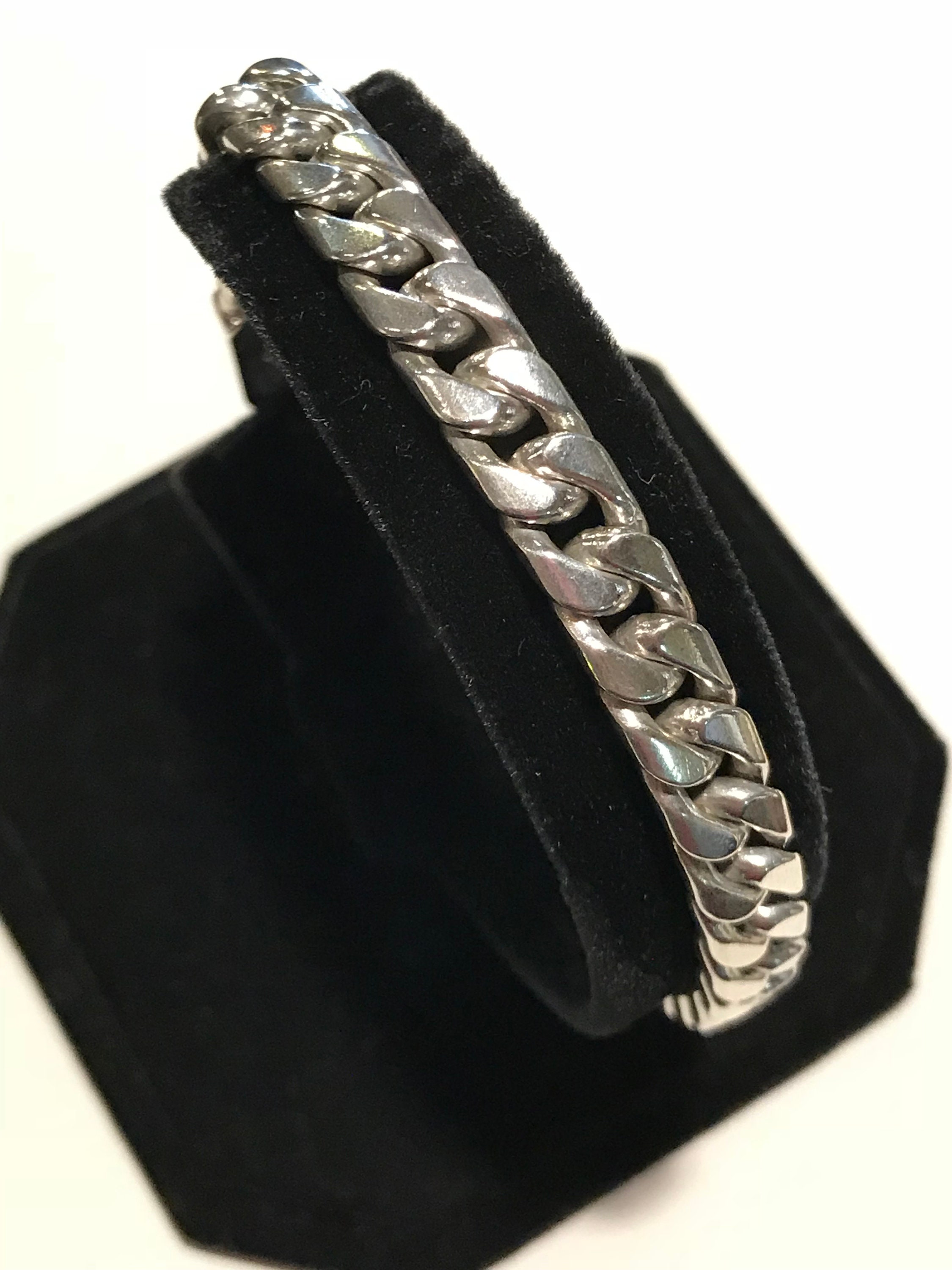 CUBAN LINK Heavy Sterling Silver Mexico 9.5 Bracelet Etsy