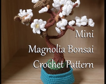 Eternally blooming magnolia bonsai in crochet - Pattern Only