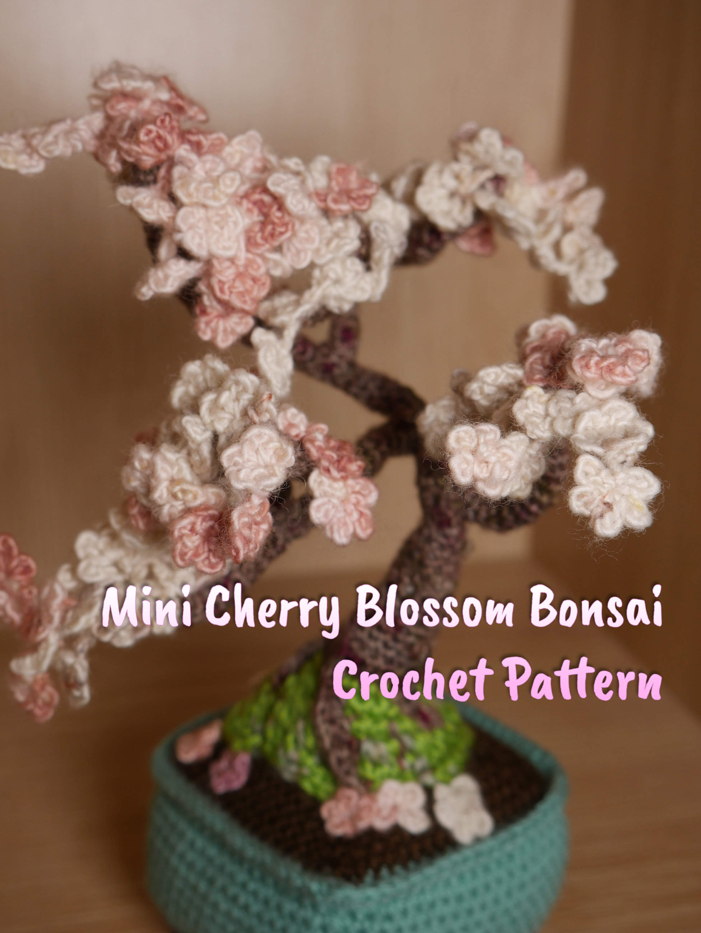 Mini Everlasting Cherry Blossom Bonsai in crochet - Pattern Only