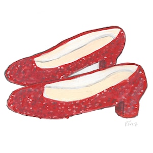 Puede incluir: Un par de zapatos rojos brillantes con tacones. Los zapatos están hechos de un material rojo con un acabado brillante. Los zapatos tienen una punta puntiaguda y un tacón bajo.