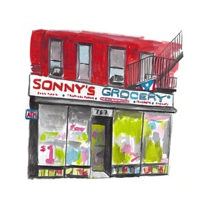 Bodega illustration art wall print, art print, new york city art, home decor, latino art