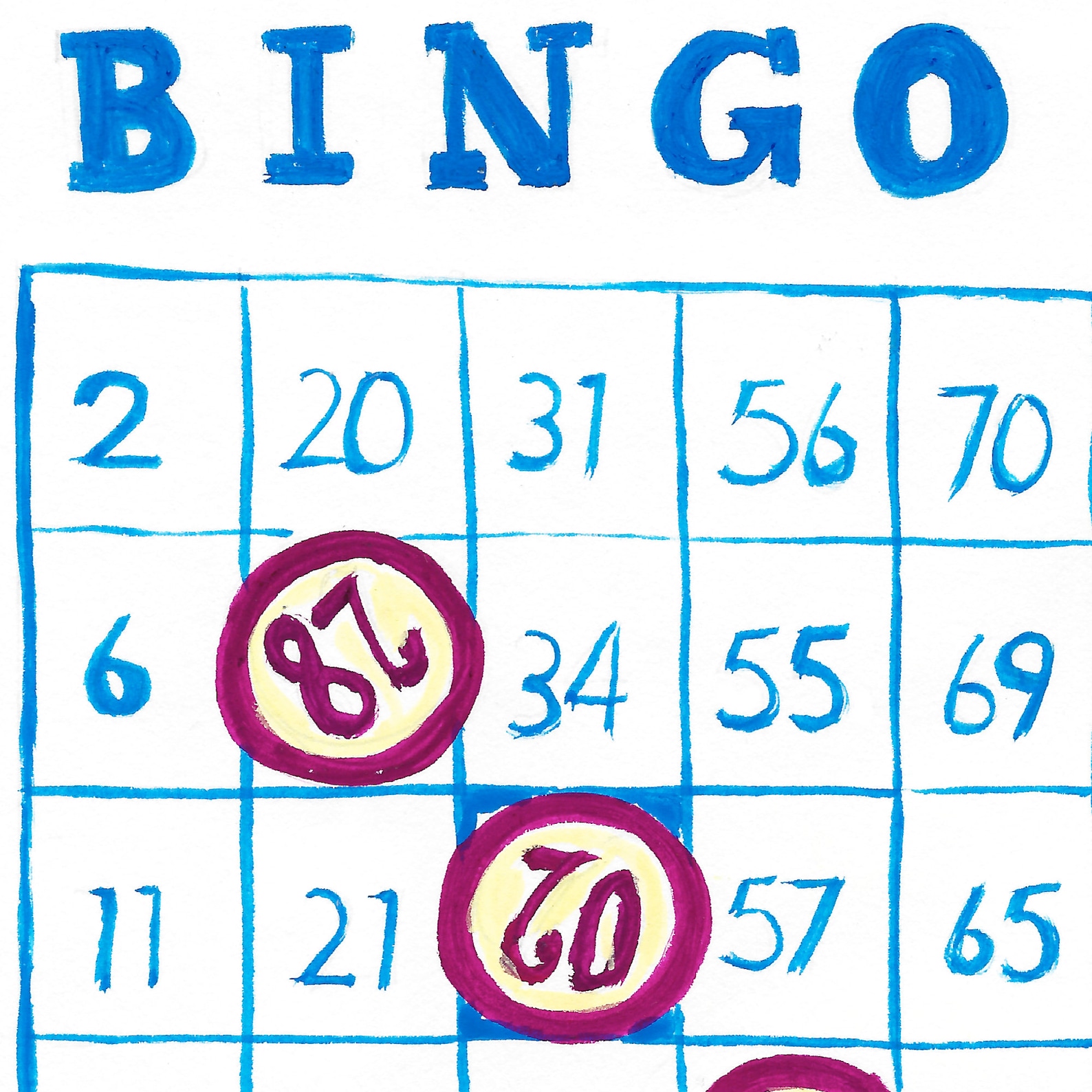 Bingo Art Print, Bingo Illustration, Wall Art, Home Decor, Games Art Etsy
